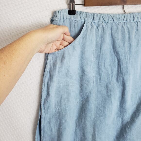 The Wheat Collection 100% Linen‎ Skort Skirt Womens Small Blue Mini Beach Tennis - Picture 5 of 10